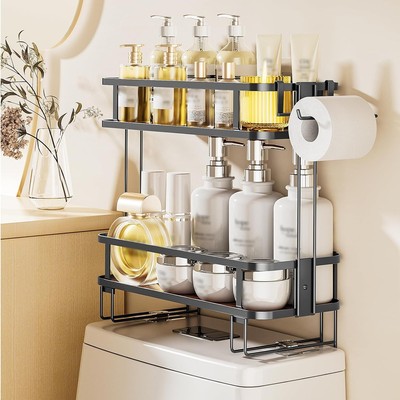 H&E 2-Tier Over-The-Toilet Storage Shelf, Bathroom Organizer, Large Capacity