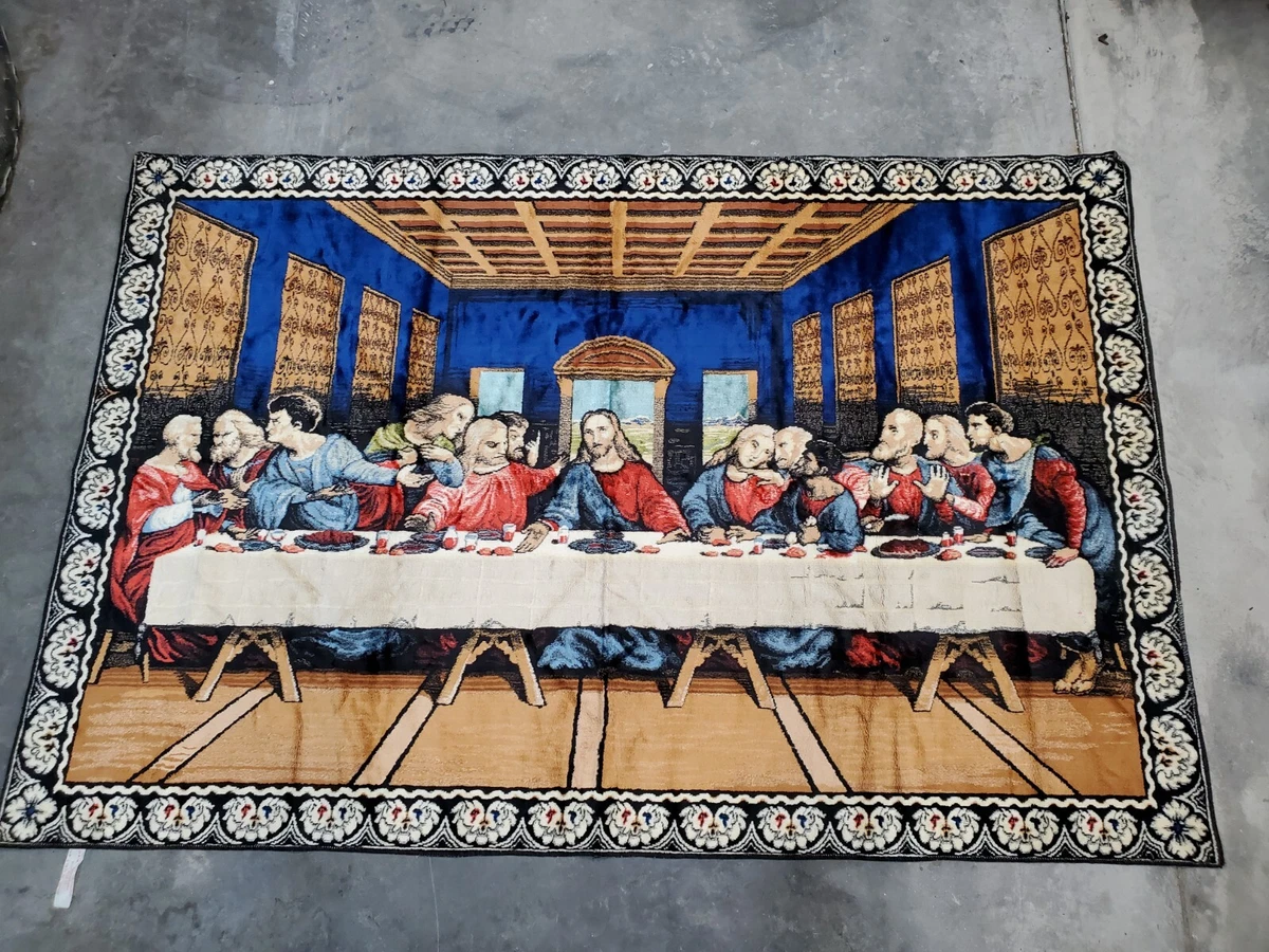 Vintage Last Supper Rug Tapestry Wall Hanging Made In Italy 74x48