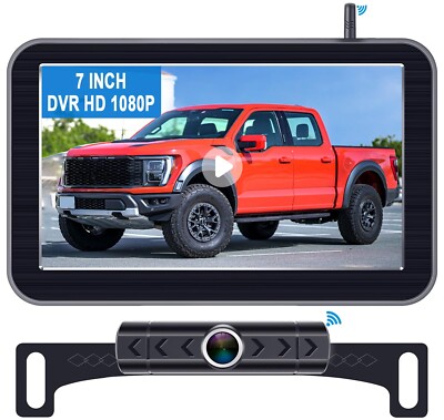 7-Inch Wireless Backup Camera for Truck - 4 Channel, DVR Recording, HD 1080P,...