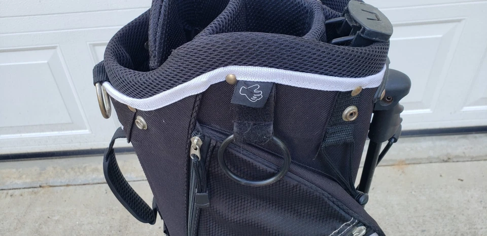 Powerbilt 6-Way Divider Black White Golf Cart Bag w/ Stand NO RAIN COVER EUC - Image 2 of 4