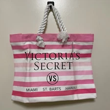 Victoria's Secret Limited Edition Waterproof Swim Tote Pink Stripes NWT Beach