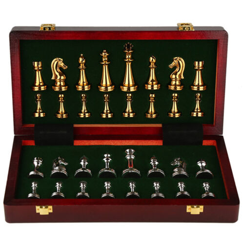 Medieval Luxury Chess Set with Wooden Chessboard Chess Game (Gold-Silver) - Afbeelding 1 van 6