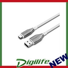 Cygnett Armoured USB-C to USB-A (2.0) Cable (1M) - White (CY4682PCUSA), 3A/60W,