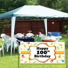 Happy 100th Birthday Party Hats 4'x8' Vinyl Banner