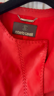 Roberto Cavalli red Leather Jacket size M L | eBay