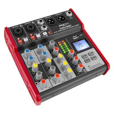 Pyle PMXU48BT.5 4-Channel Bluetooth Studio Mixer DJ Console (+48V Phantom Power)