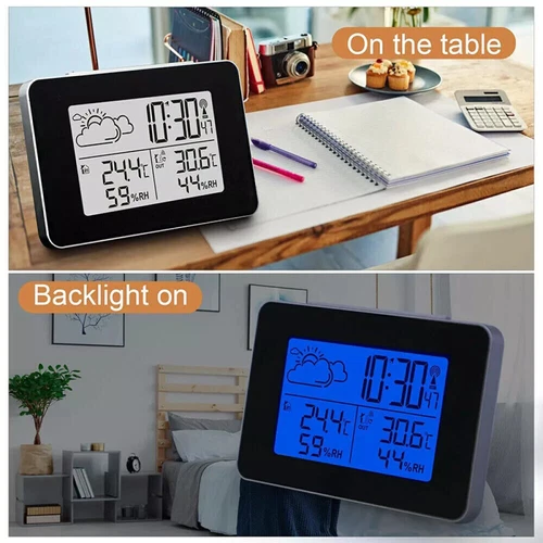Indoor & Outdoor Weather Station Clock Calendar Digital LCD Thermometer Wireless - Picture 10 of 28