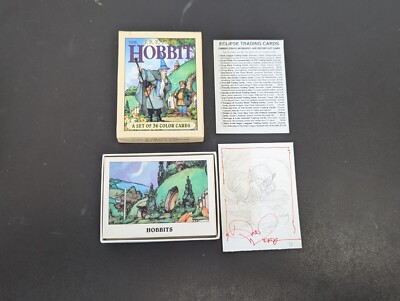 THE HOBBIT 1992 ECLIPSE Set & DAVID WENZEL SKETCH CARD SIGNED - Gollum