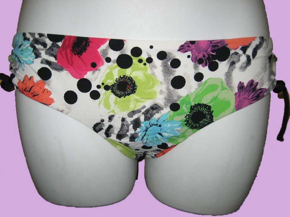 NUEVO CONJUNTO DE BIKINI TRAJE DE BAÑO PLATEADO por GOTTEX COLORIDO FLORAL NEGRO BLANCO DISEÑO TALLA 8 Foto 3 de 4