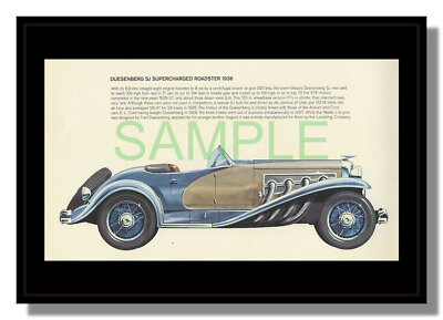 Duesenberg SJ Supercharged Roadster 1936 gerahmtes Bild Dumont kostenloser Versand UK