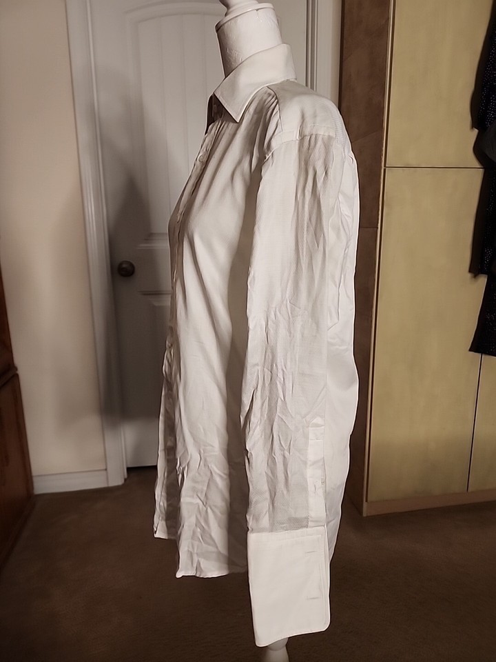 Gucci Men's Collared Button Down Dress Shirt 15/38 Two Tone Wht/Gray