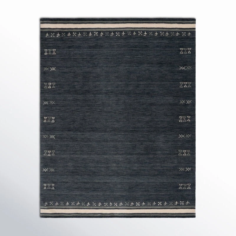 Alfombra de lana hecha a mano 5X8 6X9 8X10 9X12 alfombra lisa azul alfombra de lana alfombra venta Foto 4 de 4