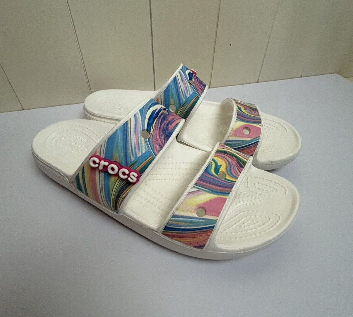 Crocs Iconic Slides Out Of This World Multicolor Watercolor Pink  Size 9 M 11 W