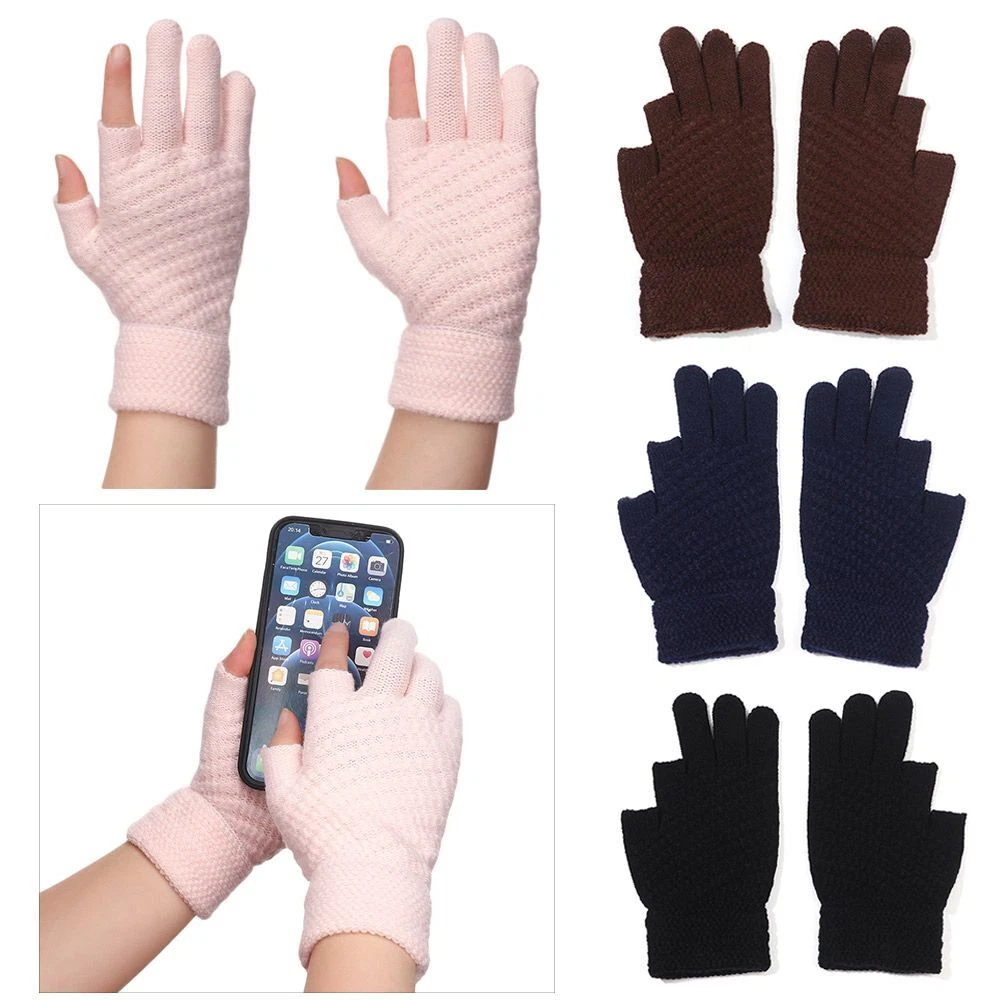 Warm Men Women Students Fingerless Gloves Half Finger Knitted Gloves Novelty