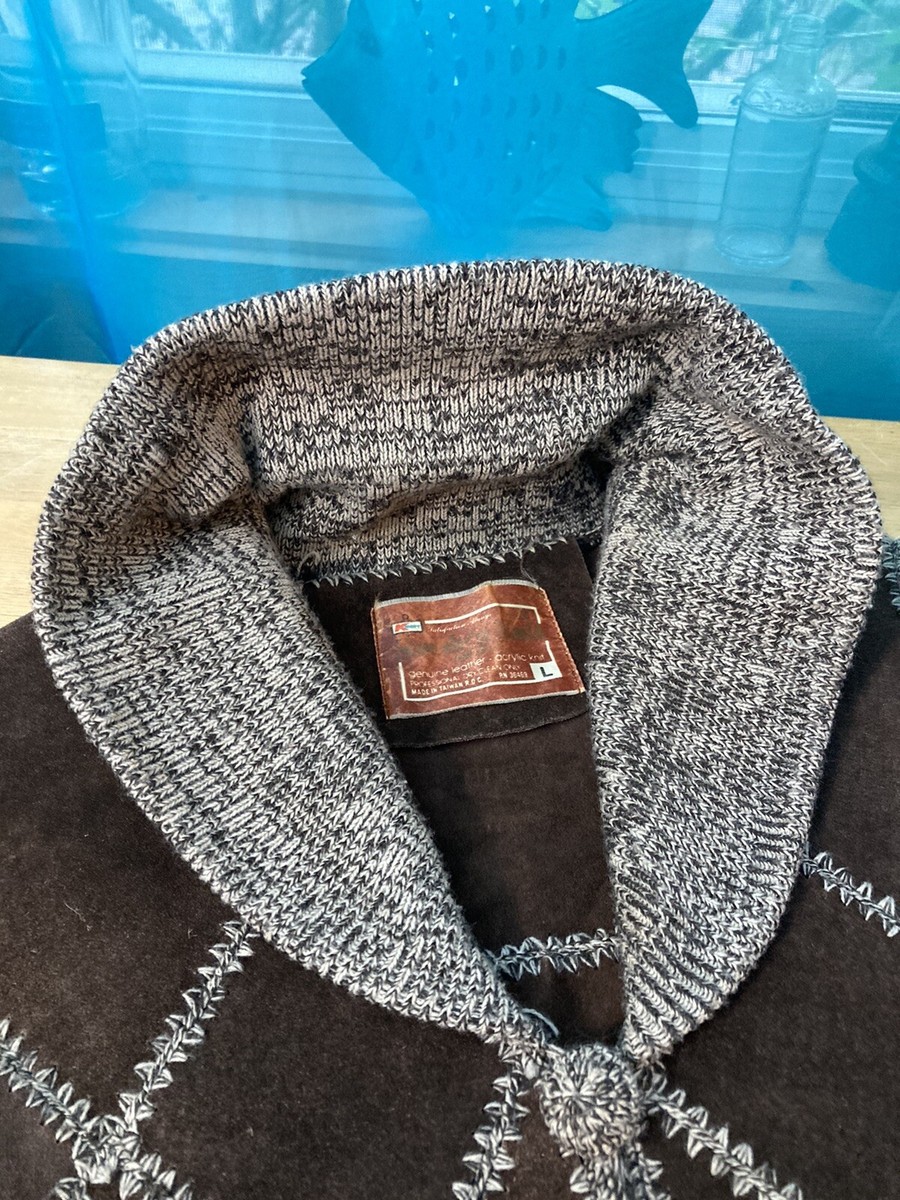 Vintage Kmart Suede N' Knit, Genuine Leather Acrylic Knit Jacket