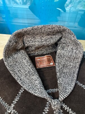 Vintage Kmart Suede N' Knit, Genuine Leather Acrylic Knit Jacket