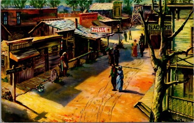 Postcard Artist Rendering Ghost Town Street Knott's Berry Farm California