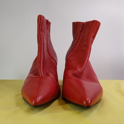 Whittner Mid Heel Boots Women 41 Dark Red Leather Lining Resin Sole Zipped