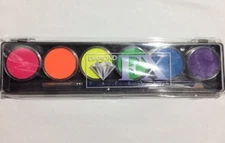 Diamond FX Face Paint Neon Black light Palette FSM6-N 6 Color 10 Gm 2 Brushes