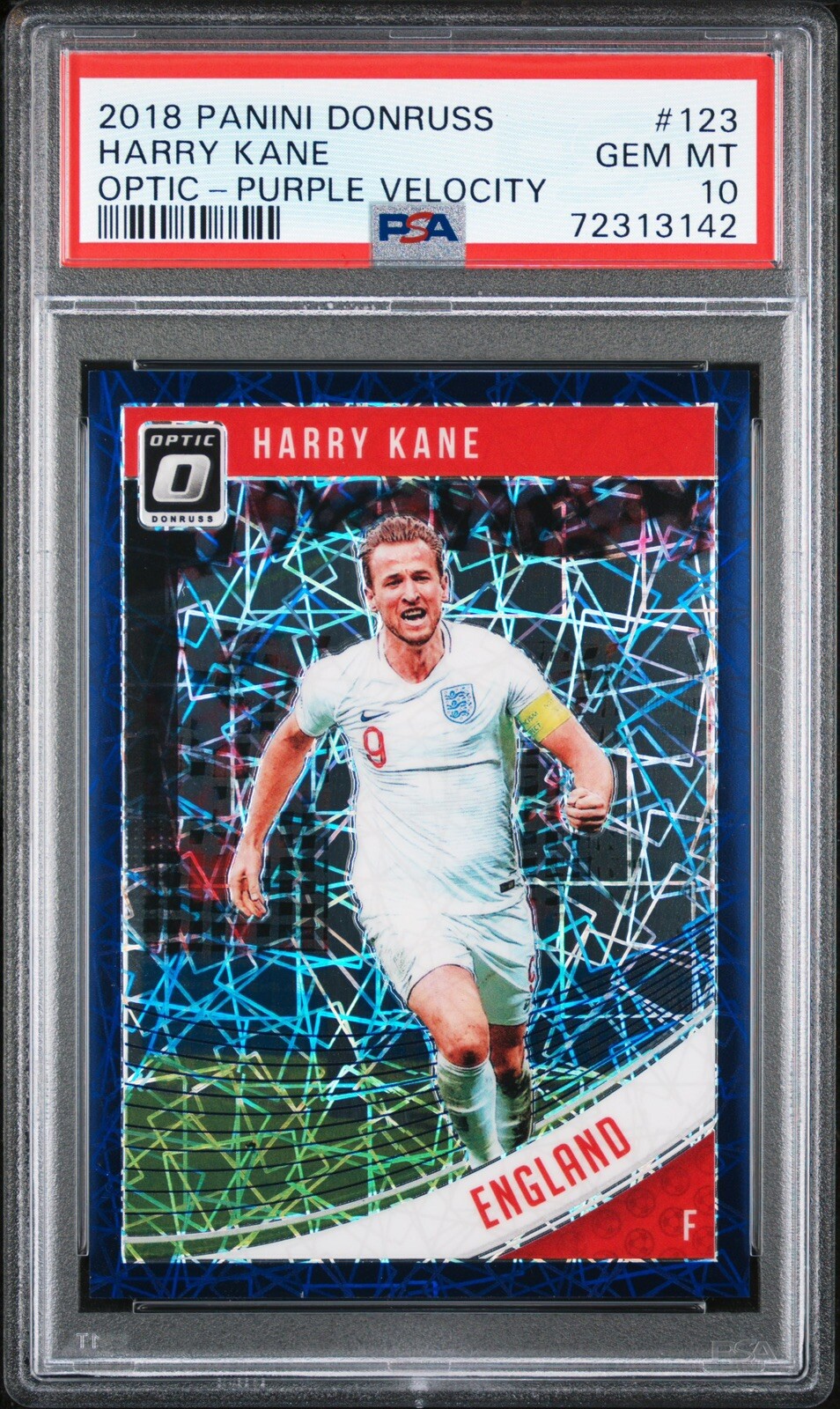 Harry Kane 2018 Panini Donruss Optic /125 - Purple Velocity #123 - PSA 10 POP 2
