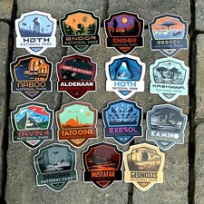 Star Wars National Park Sticker Collection, Set of 17! Complete set of series!