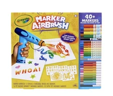 Crayola Marker Airbrush Spray Art Kit, With Markers and Stencils - 40+ Markers