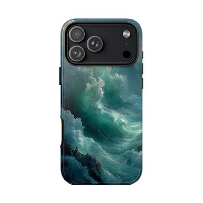 For iPhone / Galaxy / Pixel | Phone Ink Case - Ocean Waves Aqua Teal Blue