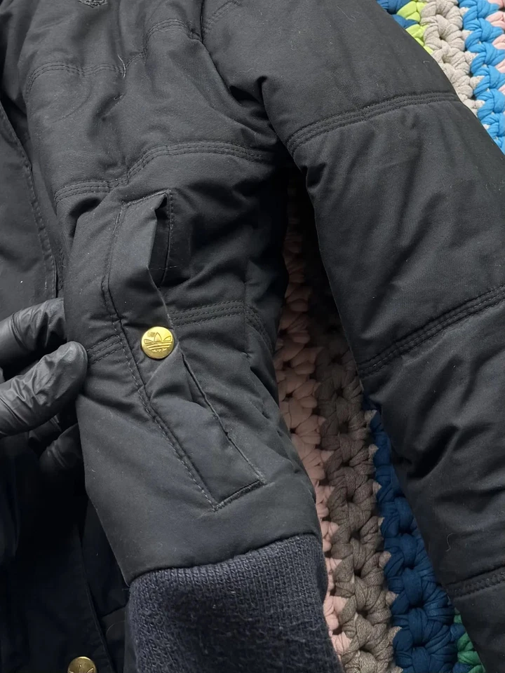 Adidas винтажный укороченный куртка с искусственным мехом капюшон женский размер M - Изображение 4 из 4