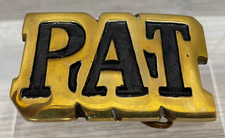 "PAT" Vintage NOS New Old Stock Solid Brass Black Chunky Name Belt Buckle