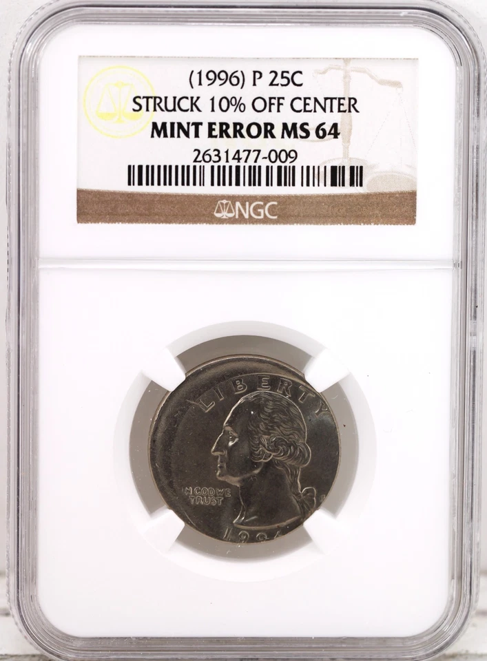 1996-P 25C Washington Quarter Dollar NGC MS 64 Struck 10% Off Center - Image 4 of 4
