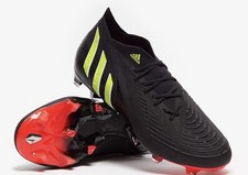 adidas Predator Edge Soccer Cleats Black Red Yellow Plastic Lace Up Low Top