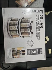 Kamenstein 20 Jar Revolving Spice Rack with Integrated Tool Caddy Shaker Jars