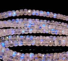 Faceted Rainbow Moonstone Rondelle Beads: 3-5 mm, 4 Inch Strand