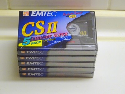 5 Stück Emtec CSII  Chrome Super 90 Audiokassette, Typ II, MC Tape, ovp, neu