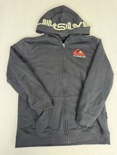 Quiksilver Sherpa Lined Black Hoodie Kids Size 14-16 Large Full Zip Sweater