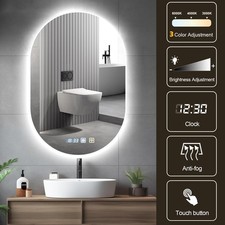 30 x 20in LED Bathroom Mirror Dimmable Anti-fog Wall Vanity Touch Makeup Mirror