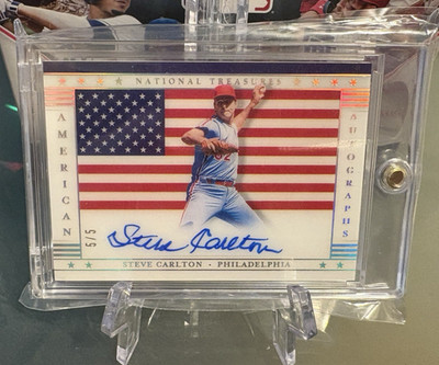 Steve Carlton 2021 National Treasures American ON CARD Auto /5  #USA-SC HOF 5/5!