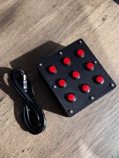 PC Button Box Programmable Racing/Flight Sim Box 9 Button VESA 50x50 Mountable