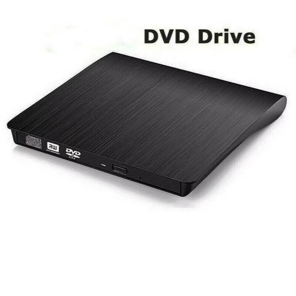 Unidad externa delgada de CD DVD RW USB 3.0 grabadora grabadora reproductor negro para computadora portátil PC Foto 3 de 4