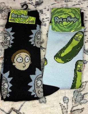 Rick and Morty Men s Size 6/8-12 Novelty Socks Multiple Design Lot Of 2 NWT