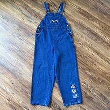 Vintage Disney Store Overalls Women Large Mickey Minnie Mouse 90s Y2K Wide Leg