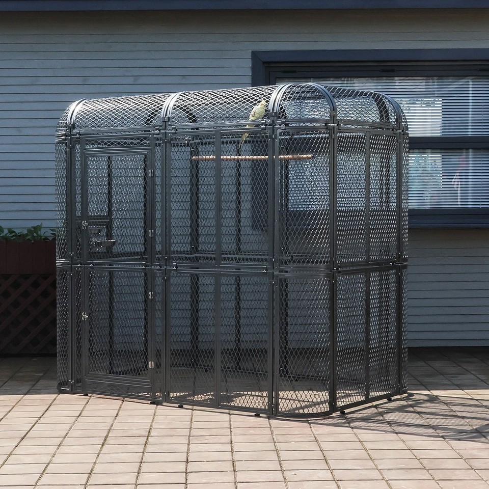 View of Large Walk-In Bird Cage Aviary For Parrot Macaw Finch Outdoor Metal ...