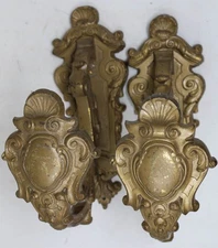 Matched Pair Antique 1910's Drapery Tie Backs Curtain Brass Window Treatment VTG