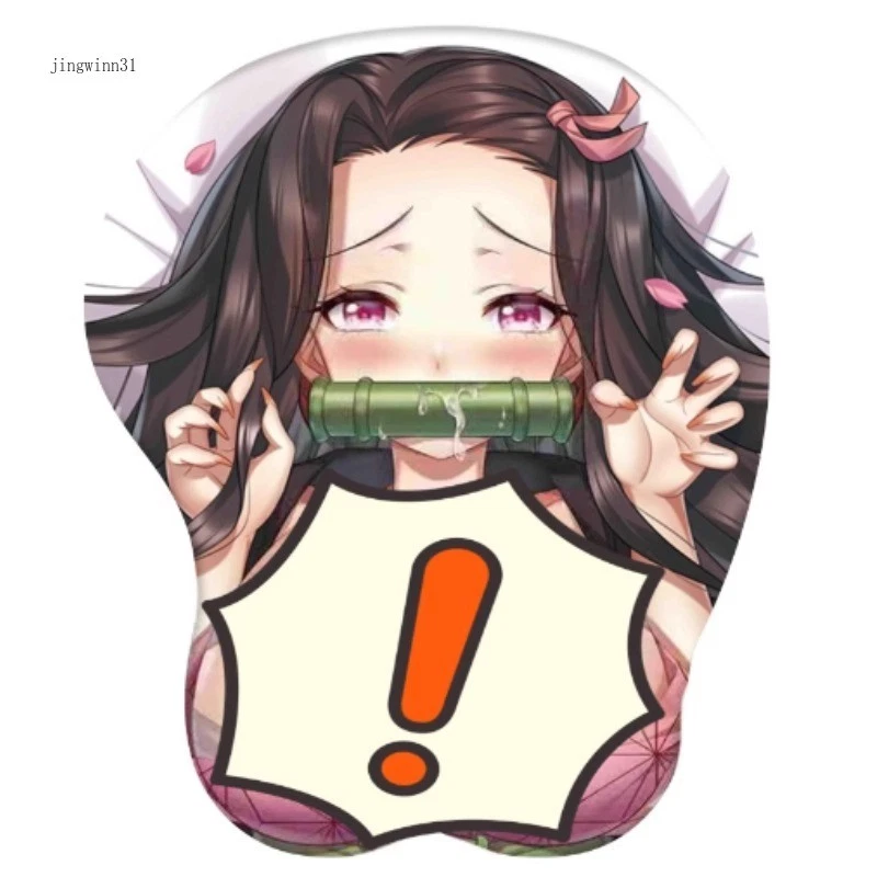 ​Alfombrilla de ratón de pecho 3D Kamado Nezuko alfombrilla de juego de anime soporte de muñeca cazador de demonios Foto 2 de 4