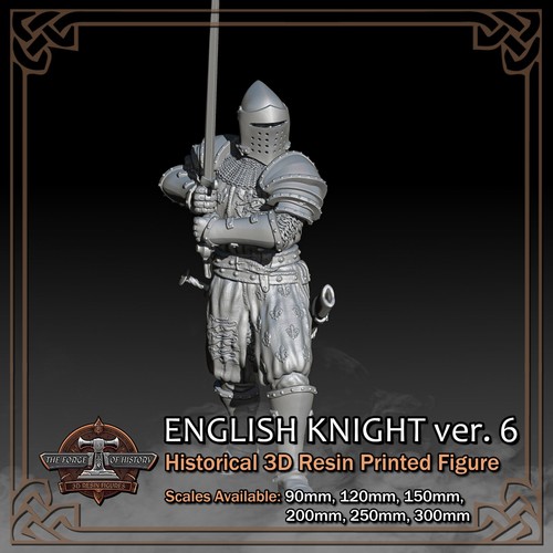 English Knights 3-Pack #3 - 3D Resin Printed Figure Models - Scale 90mm to 300mm - Picture 17 of 22