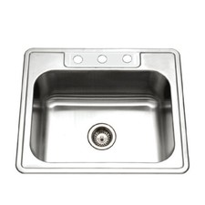 Houzer Glowtone 25" Stainless Steel Drop-in Topmount 3-hole Single Bowl 9" Deep