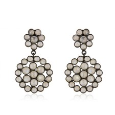 Black Oxidized 925 Sterling Silver Floral Design Moonstone Earrings Gift Jewelry