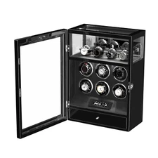 Automatic Rotation 6 Watch Winder With 4 Watch Holder Display Remote Control LED