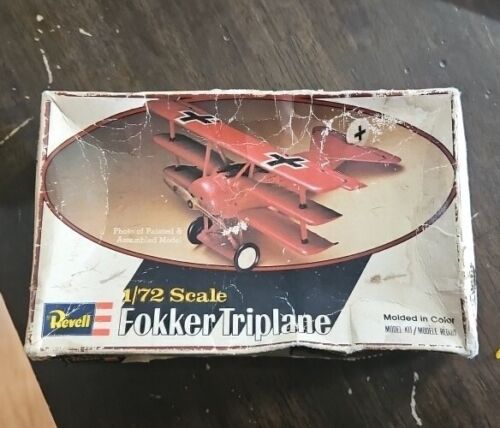 Vintage Revell  1/72 FOKKER Triplane Airplane Model Kit 0052 1978 - Afbeelding 1 van 2