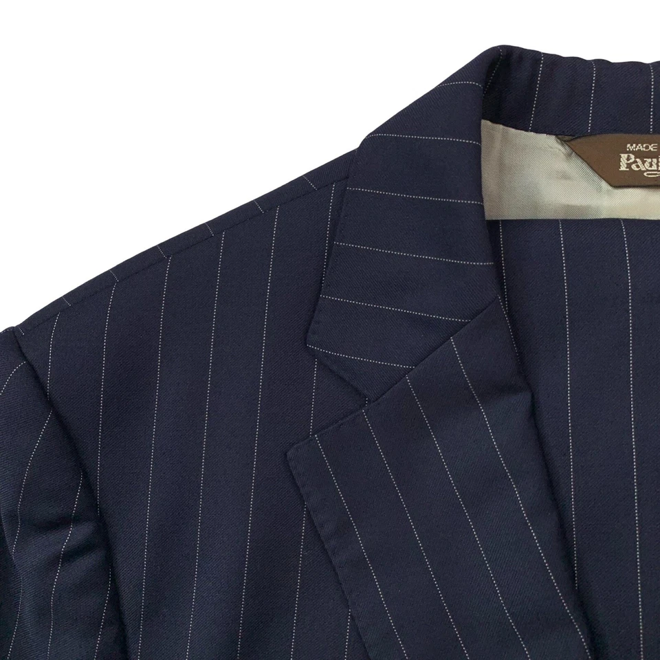 Mens 42 XL Paul Stuart " Tailored Fit " Navy Blue Pinstripe Wool Super 110's - Image 3 of 4